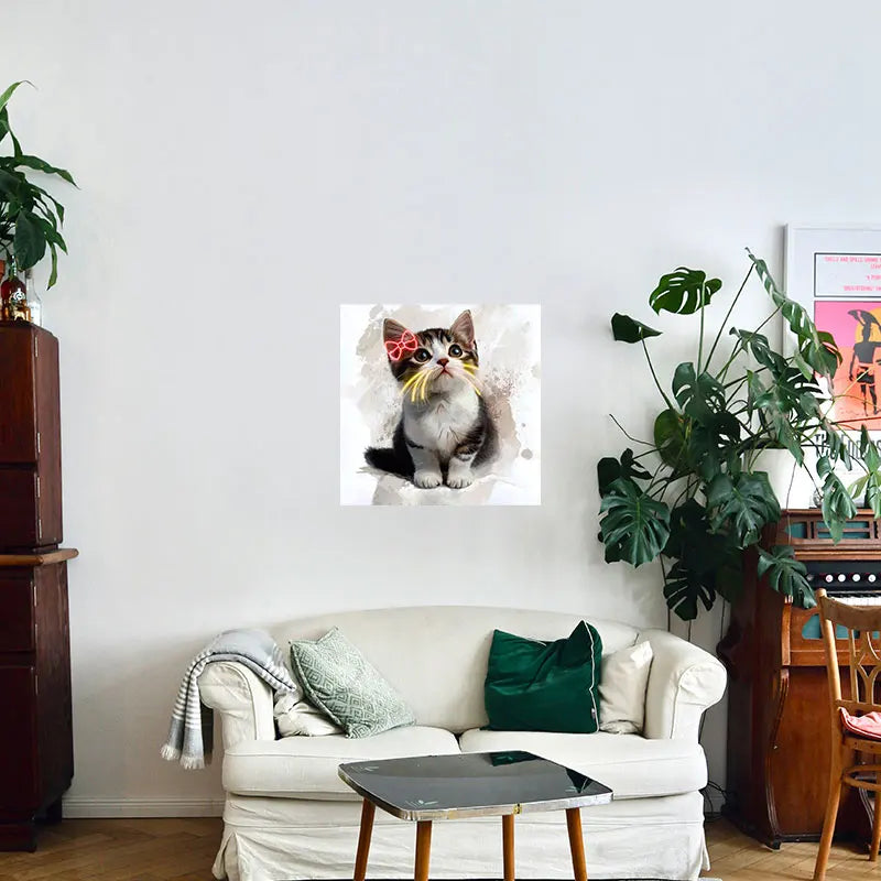 Toysign Kitten Neon Light – Pet Portrait Design, Turn Your Pet's Photo into Neon Art, Customized LED Sign for Pet Lovers' Home