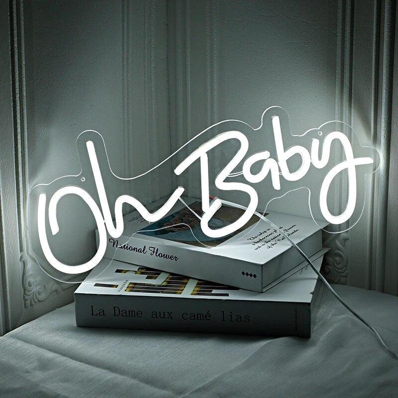 Neon Sign Custom Oh Baby LED Light Party Flex Clear Acrylic Neon Sign Decoration