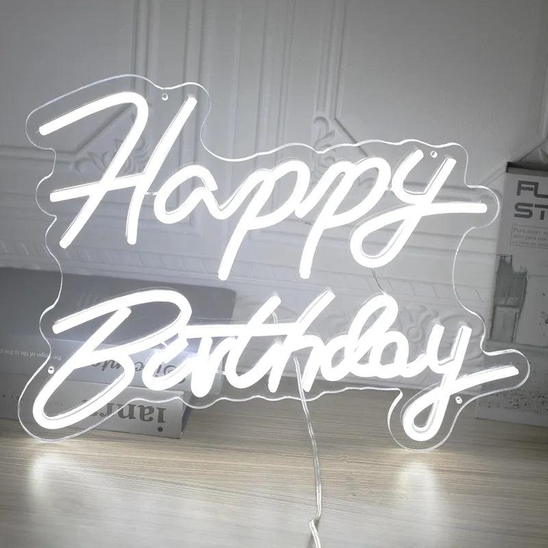 Happy Birthday Led Neon Sign for Birthday Party Decor Neon Light Home Hanging Decor
