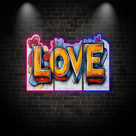 Love Text Art Custom Neon Sign, Personalized LED Neon Sign Light, Creative Gift Neon Light For Home Decor