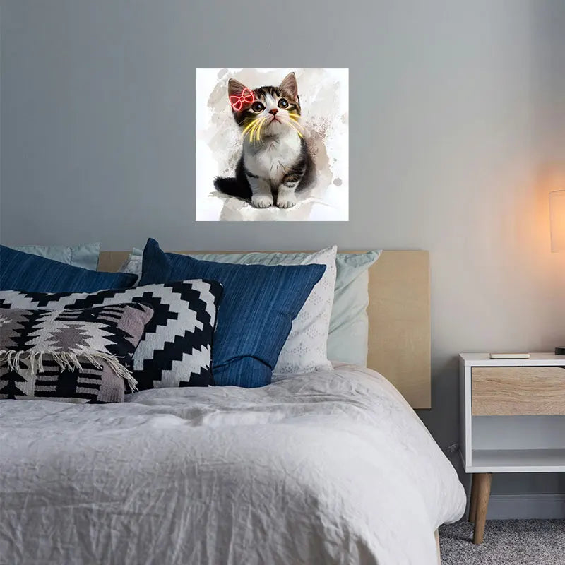 Toysign Kitten Neon Light – Pet Portrait Design, Turn Your Pet's Photo into Neon Art, Customized LED Sign for Pet Lovers' Home