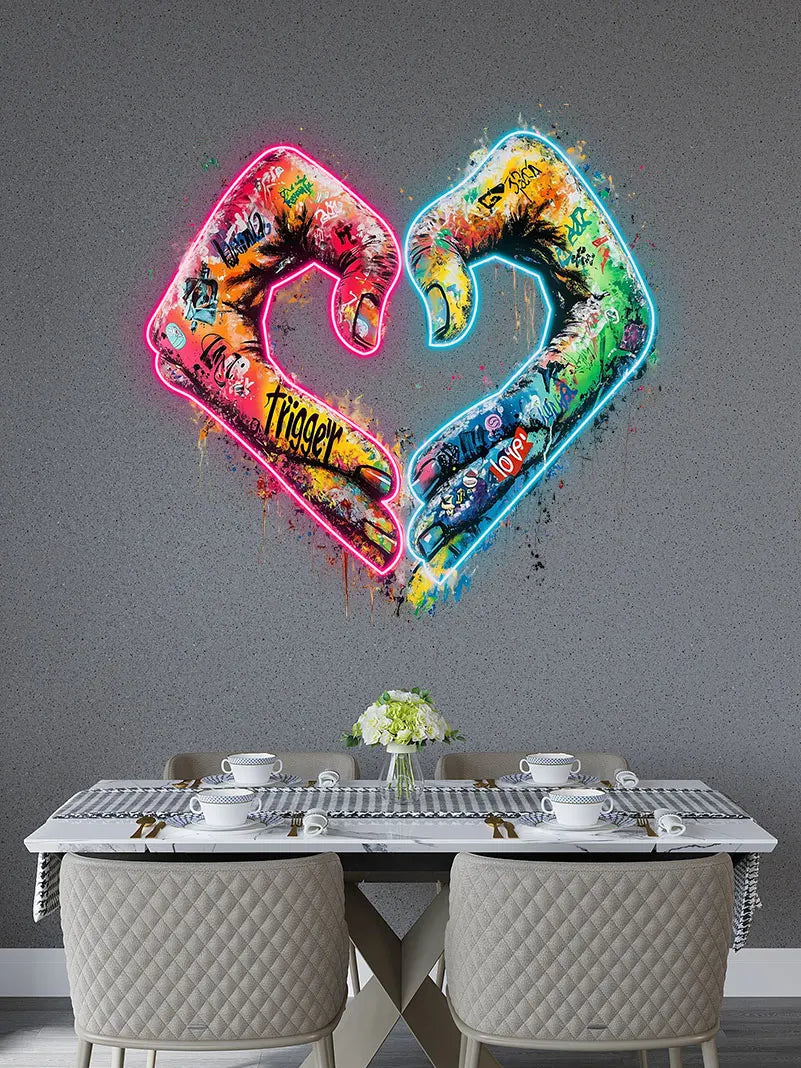Hands Gesturing Love Acrylic Custom Neon Sign, Personalized LED Neon Sign Light, Creative Gift Neon Light For Home Decor