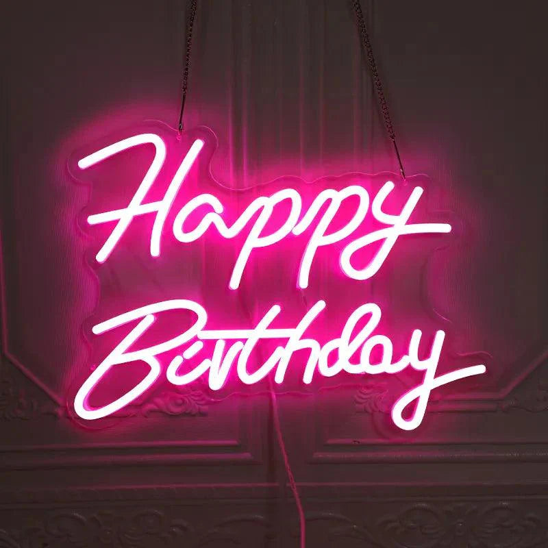 Happy Birthday Led Neon Sign for Birthday Party Decor Neon Light Home Hanging Decor