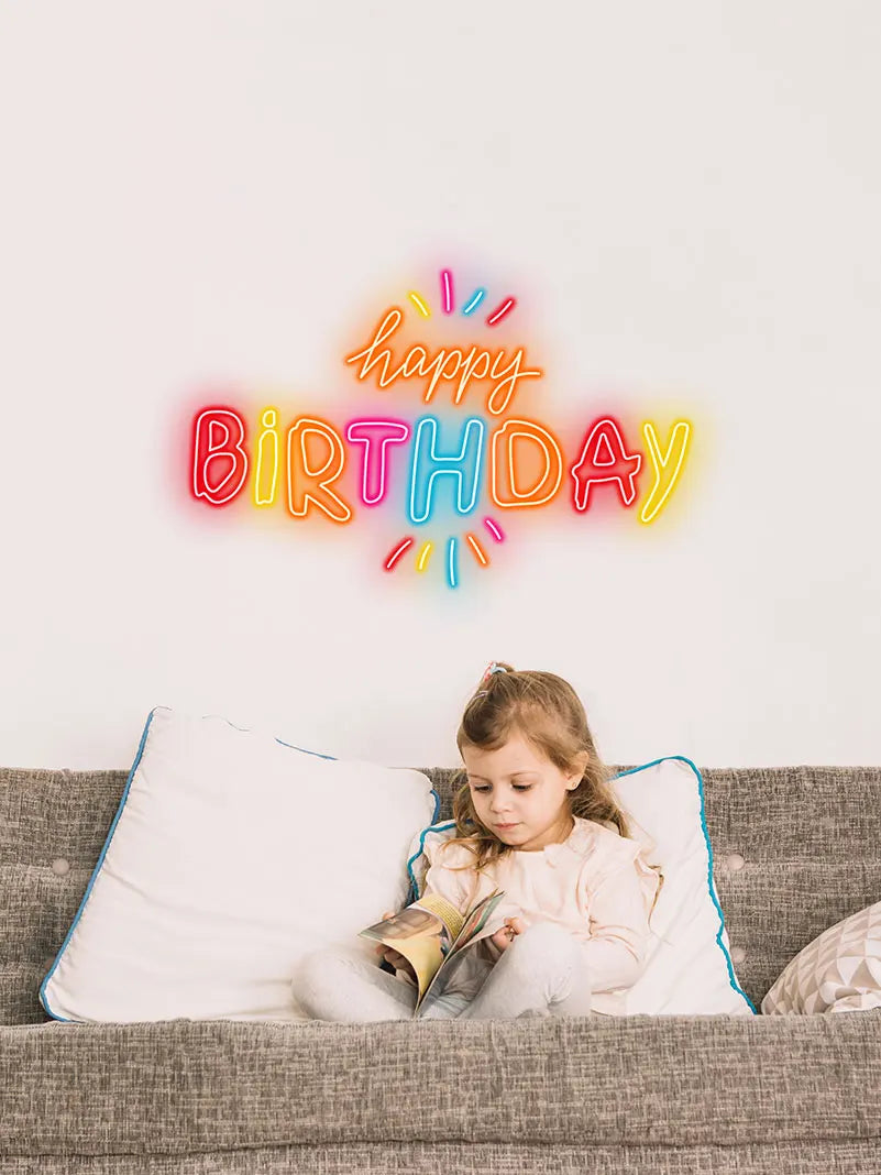 Toysign Custom Neon Light, Colorful Happy Birthday Neon Sign – LED Wall Decor for Birthdays, Party Decorations, and Photo Props