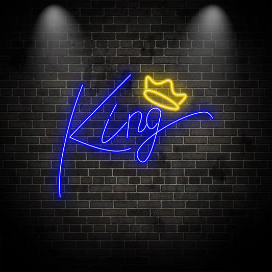 Toysign Custom Neon Light, Bold "King" Neon LED Wall Light with Crown - Regal Decor for Man Cave, Bar & Office Wall, Unique Gift