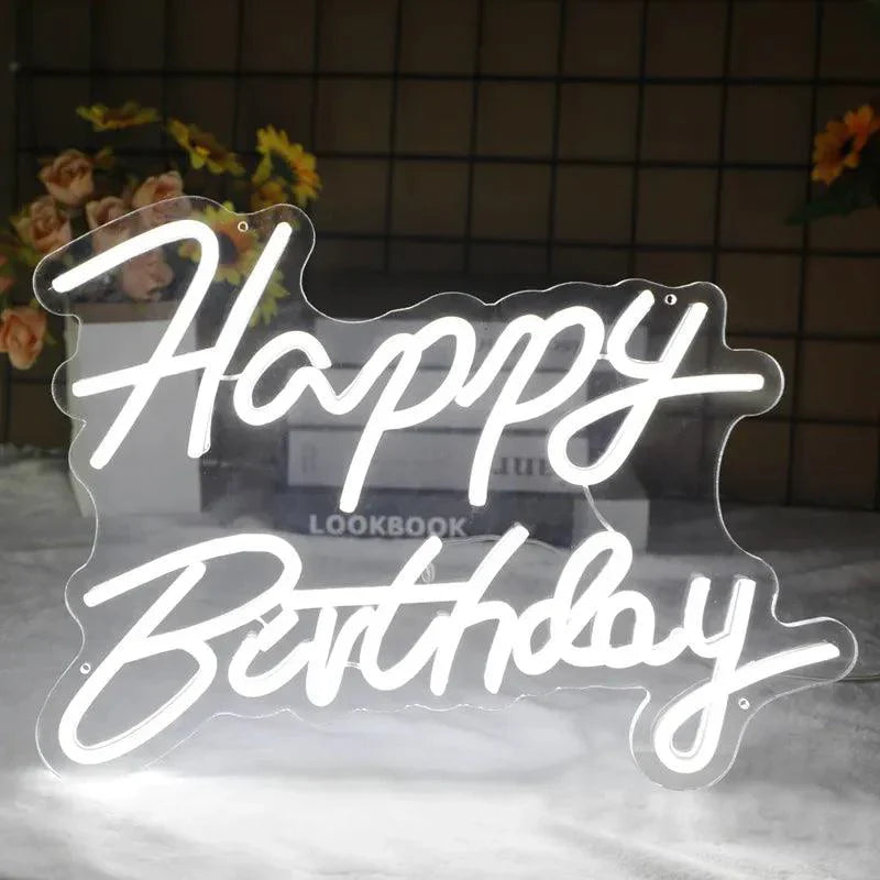 Happy Birthday Led Neon Sign for Birthday Party Decor Neon Light Home Hanging Decor