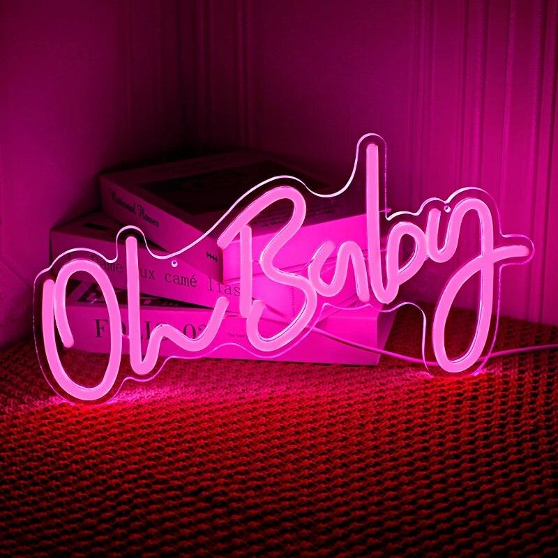 Neon Sign Custom Oh Baby LED Light Party Flex Clear Acrylic Neon Sign Decoration