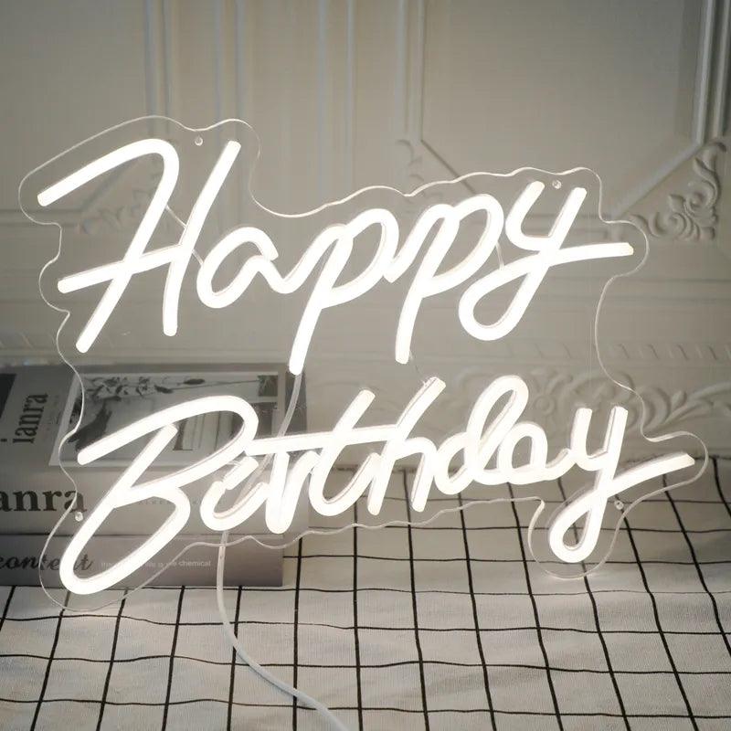 Happy Birthday Led Neon Sign for Birthday Party Decor Neon Light Home Hanging Decor