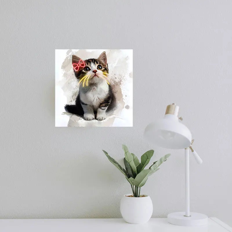 Toysign Kitten Neon Light – Pet Portrait Design, Turn Your Pet's Photo into Neon Art, Customized LED Sign for Pet Lovers' Home