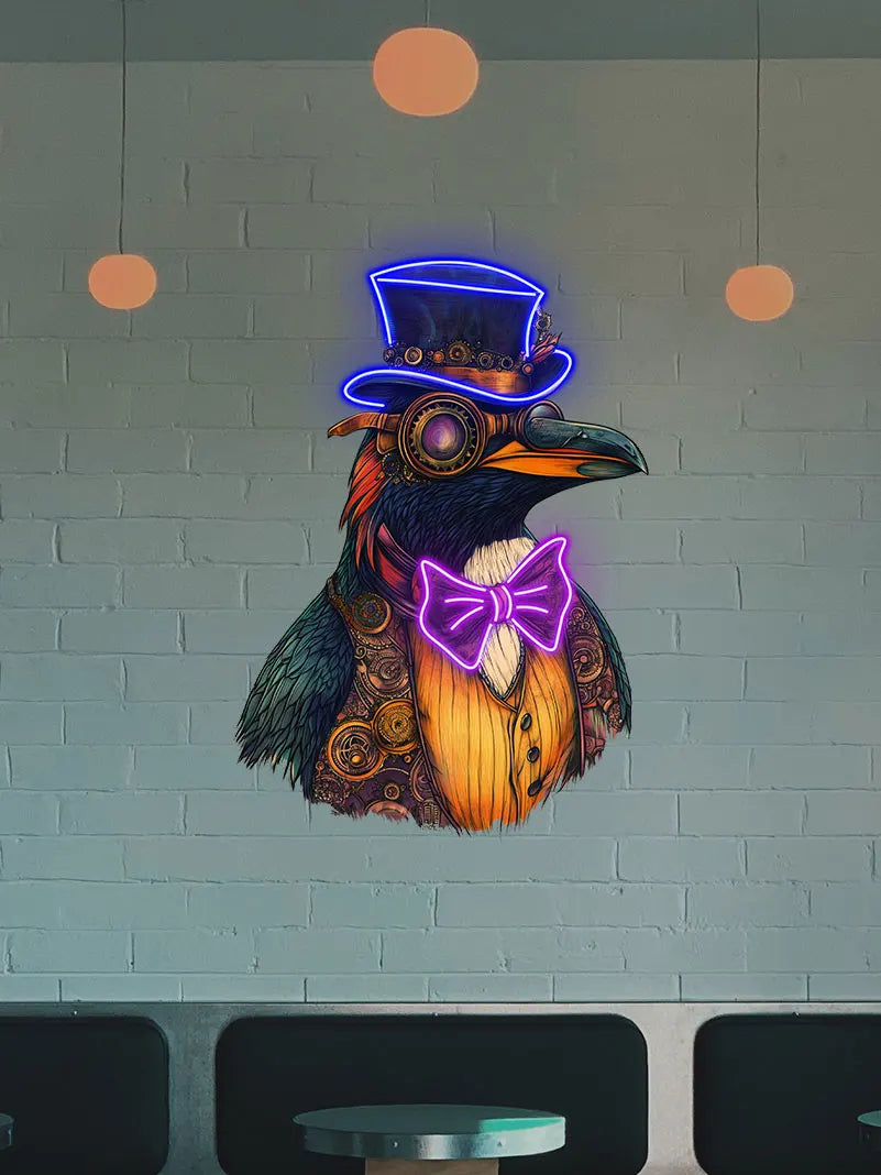 Toysign Steampunk Bird Neon Wall Decor – Retro LED Light with a Victorian Vibe, Perfect for Café, Bar or Gaming Room,Unique Gift
