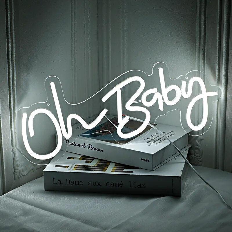 Neon Sign Custom Oh Baby LED Light Party Flex Clear Acrylic Neon Sign Decoration