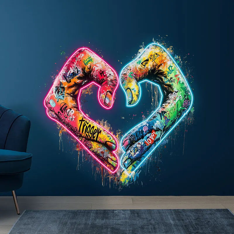 Hands Gesturing Love Acrylic Custom Neon Sign, Personalized LED Neon Sign Light, Creative Gift Neon Light For Home Decor