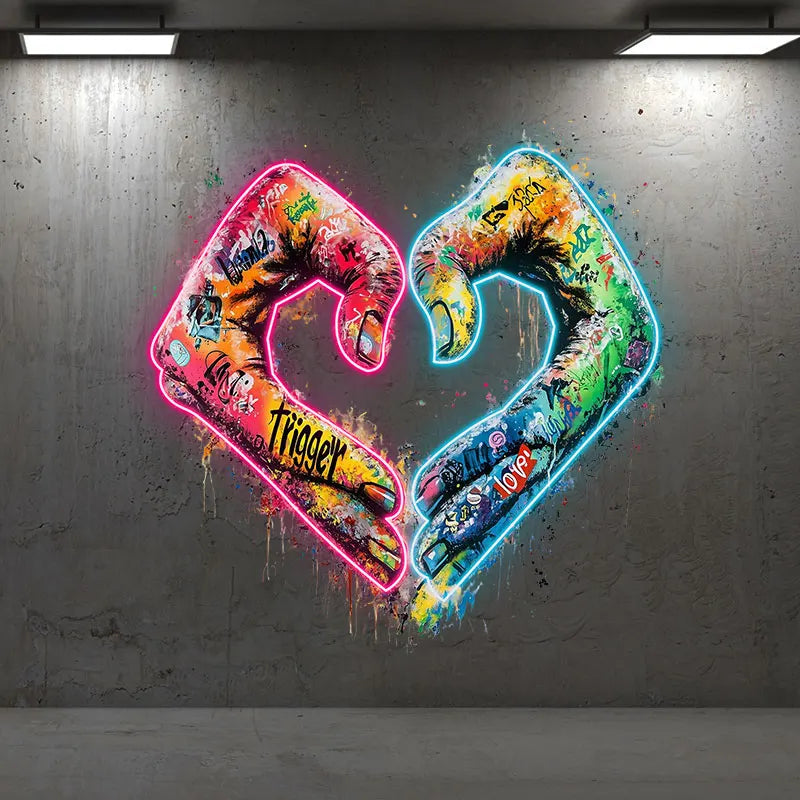 Hands Gesturing Love Acrylic Custom Neon Sign, Personalized LED Neon Sign Light, Creative Gift Neon Light For Home Decor