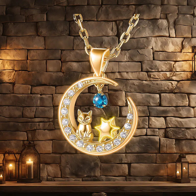 Charming Cat Star Moon Diamond Necklace Neon Sign, Creative Wall Hanging Neon Light, Perfect Decor Light