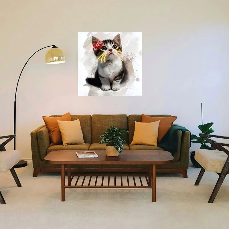 Toysign Kitten Neon Light – Pet Portrait Design, Turn Your Pet's Photo into Neon Art, Customized LED Sign for Pet Lovers' Home