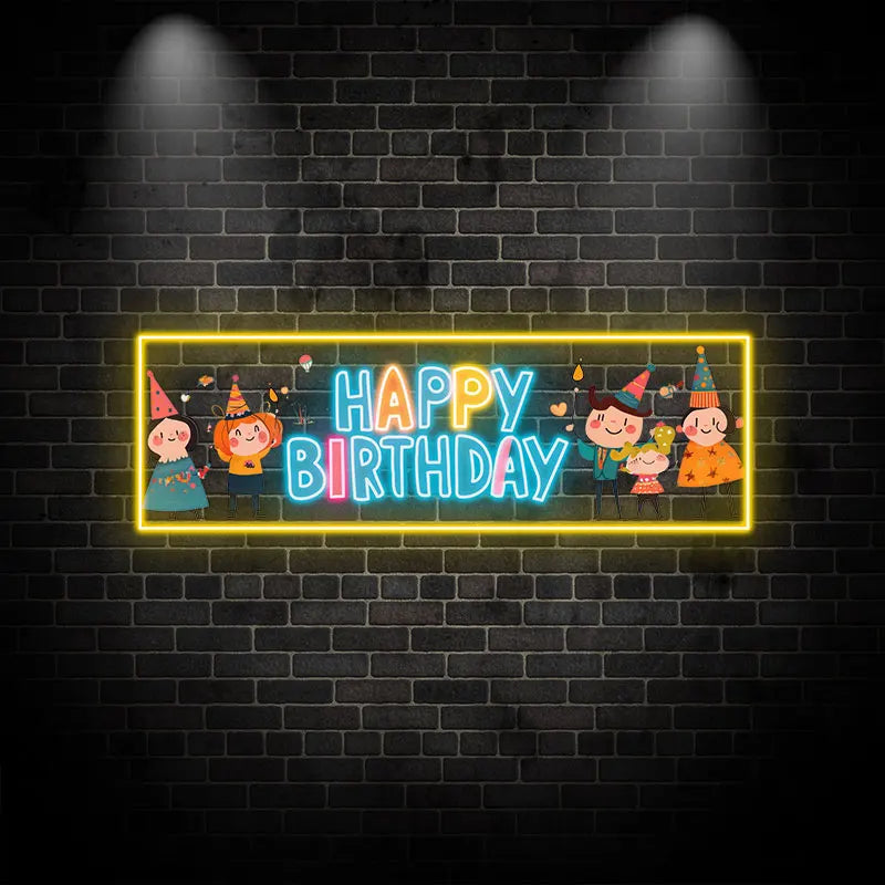 Colorful Happy Birthday Neon Sign, Fun Cartoon Style Party Decor, Perfect for Kids Bedroom, Kids Celebration & Birthday Party!