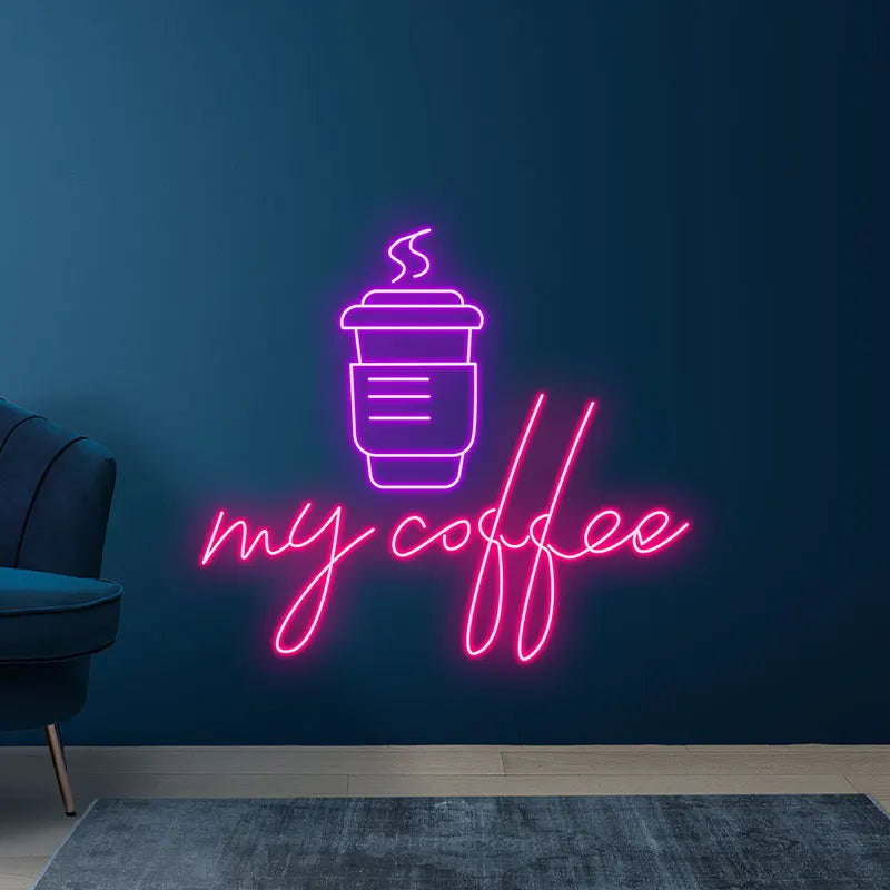 Toysign My Coffee Neon Sign Wall Light – Modern LED Coffee Art for Cafés or Kitchens, Perfect for Coffee Lovers and Cozy Spaces