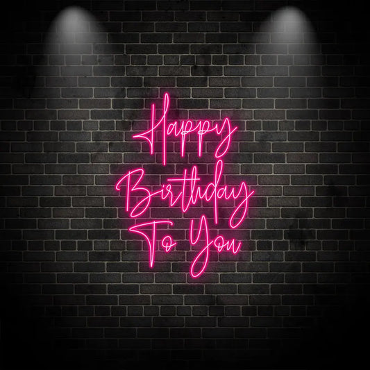 Toysign Custom Neon Sign, Vertical Happy Birthday Neon Light – Sleek Pink LED Glow Gift for Birthday Events & Room Decorations