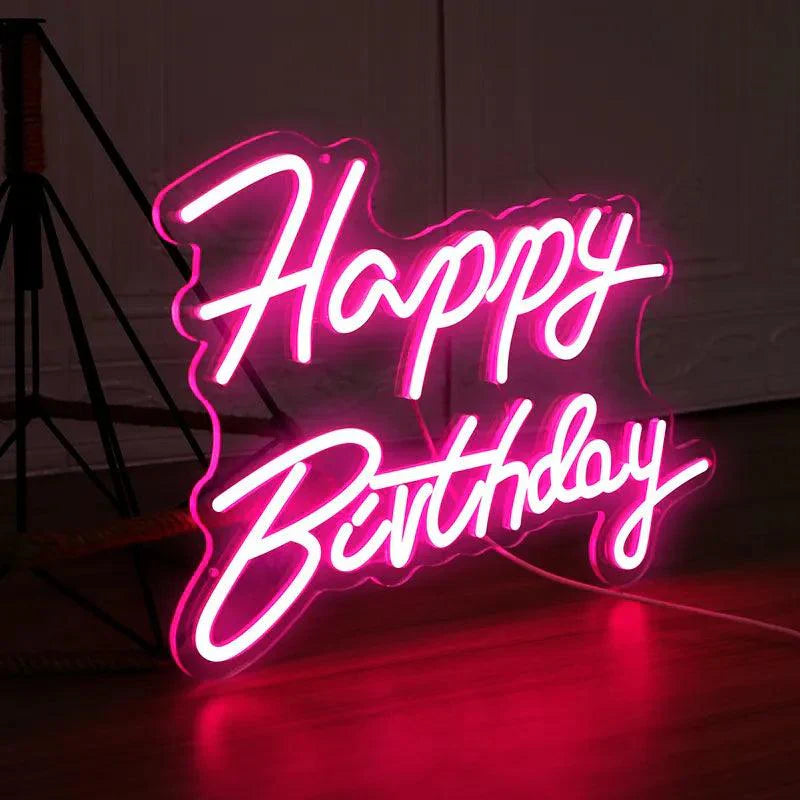 Happy Birthday Led Neon Sign for Birthday Party Decor Neon Light Home Hanging Decor