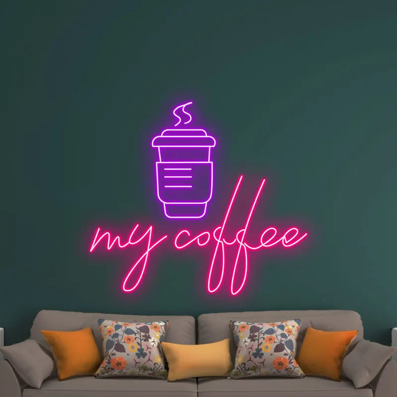 Toysign My Coffee Neon Sign Wall Light – Modern LED Coffee Art for Cafés or Kitchens, Perfect for Coffee Lovers and Cozy Spaces