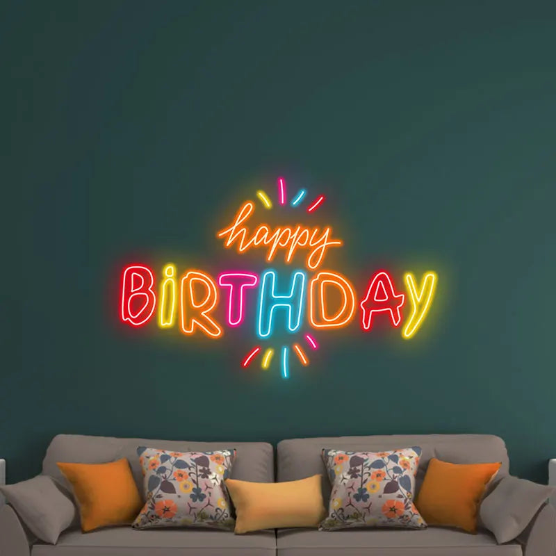 Toysign Custom Neon Light, Colorful Happy Birthday Neon Sign – LED Wall Decor for Birthdays, Party Decorations, and Photo Props