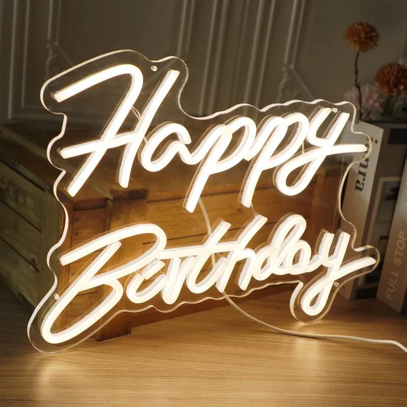 Happy Birthday Led Neon Sign for Birthday Party Decor Neon Light Home Hanging Decor
